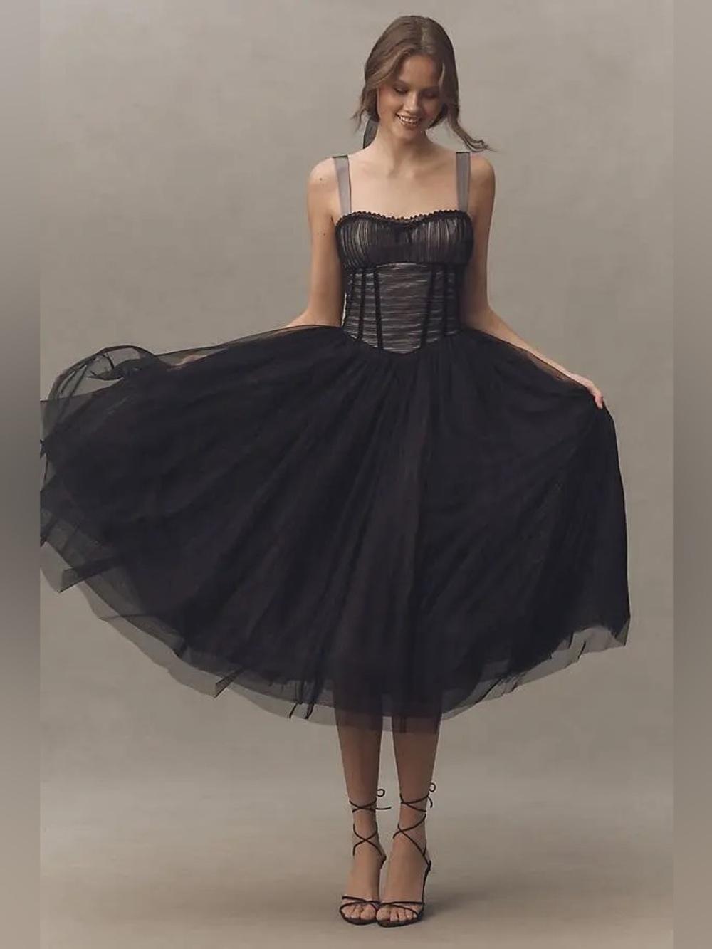 BHLDN Tulle Corset Fit & Flare Dress, EUC, Size M